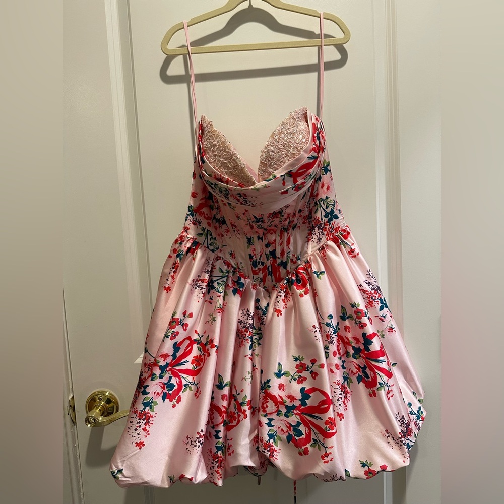 Floral Pink Semi Formal Dress